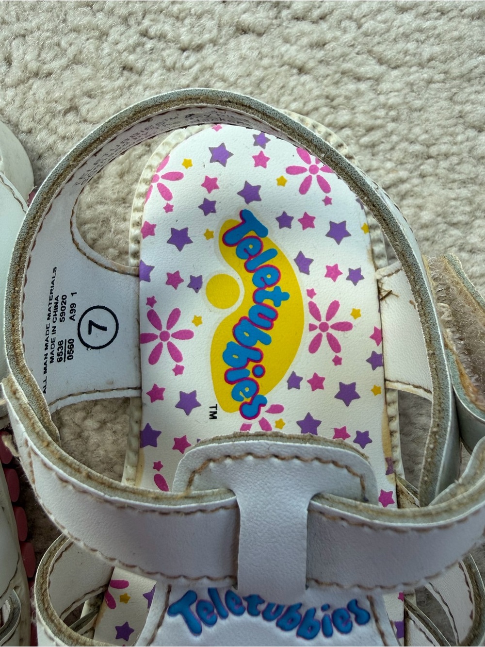 Vintage Y2K 90s Teletubbies Toddler Size 7 White Character Sandals 1999 - Picture 3 of 7